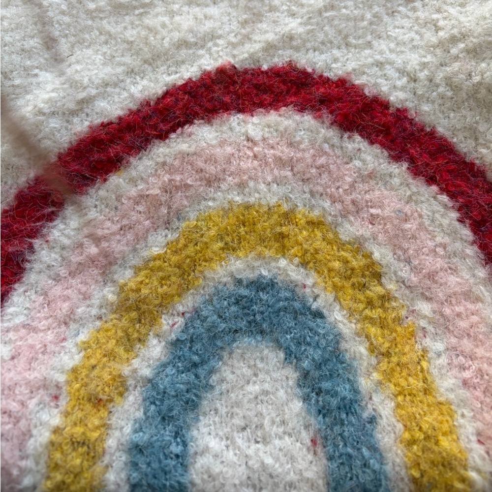 Free People Rainbow Fuzzy Tote Bag Cream Wool Blend Boho Shoulder Bag - Picture 4 of 9